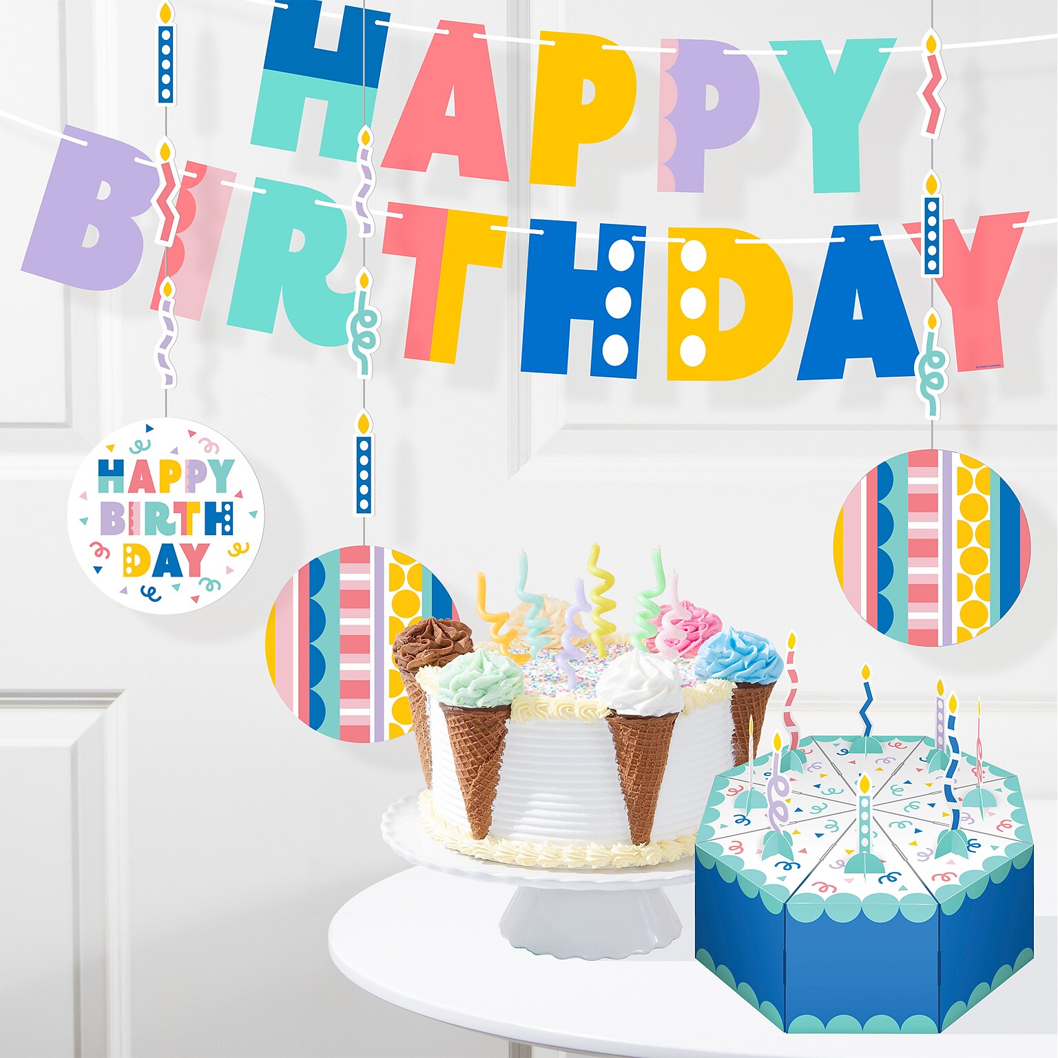 Creative Converting Party Patterns Birthday Décor Kit, Multicolored, 18/Pack (DTC9507E1A)