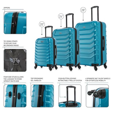 InUSA Endurance 3-Piece Hardside Spinner Luggage Set, TSA Checkpoint Friendly, Teal (IUENDSML-TEA)