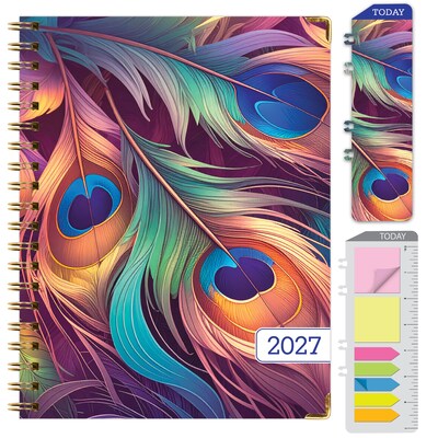 2027 Excello Brands 7.8 x 9 Weekly & Monthly Standard Planner, Paperboard Cover, Pastel Peacock (FSHN-CY27-79-61)
