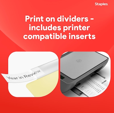 Staples Large Tab Insertable Paper Divider, Clear, 8-Tabs, 4 Sets (13516/14482)