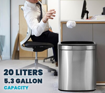 Alpine Industries Stainless Steel Trash Can with Liner, 5.3 Gallon (ALP470-20L)