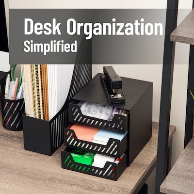 Mind Reader Metal Desk Organizer, Black (3SLDR-BLK)