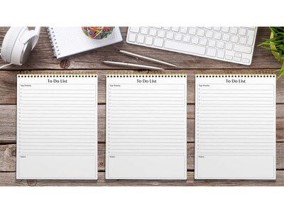 Better Office To-Do List Notepad, 8.5" x 11", Ruled, White, 50 Sheets/Pad, 3 Pads/Pack (25823-3PK)