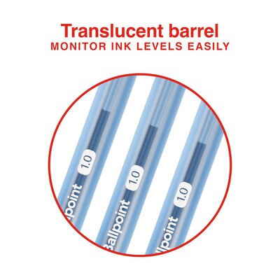 Staples Ballpoint Pen, Medium Point, 1.0mm, Blue Ink, 60/Pack (ST52863	)