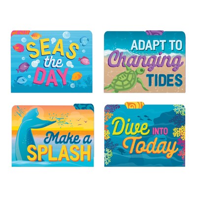 Eureka Seas the Day Eureka File Folder, 1-Tab, Letter/Legal Size, Multicolored, 4/Pack, 6 Packs/Bund