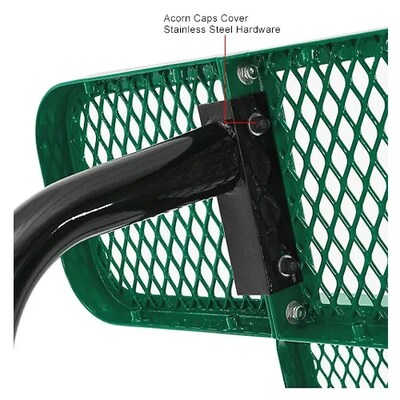 Global Industrial 8' Outdoor Steel Bench w/ Backrest, Expanded Metal, Green (277155GN)