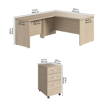Bush Business Furniture Studio C 60"W L Shaped Desk with Drawers, Natural Elm (STC008NESU)