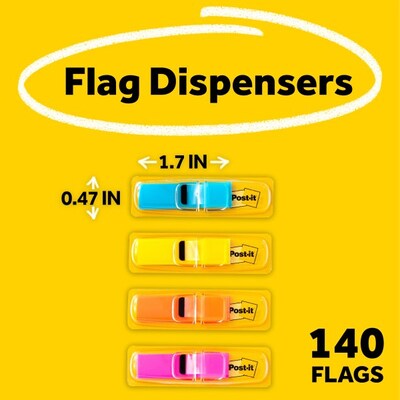 Post-it Flags, .47, Assorted Colors, 140 Flags/Pack (683-4ABX)