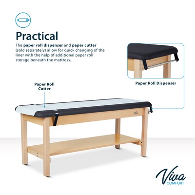 Aristo Wood H-Brace Physician Exam Table with Shelf, Cabinet, Paper Cutter, and Holder, 500lbs. Capacity, Black