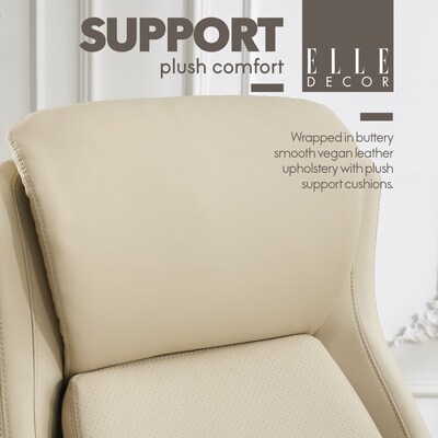 Elle Decor Rivendell AIR Lumbar Ergonomic Vegan Leather Swivel Executive Chair, Cream (60124-CRM)