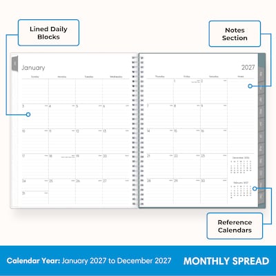 2027 Blue Sky 8.5" x 11" Weekly & Monthly Planner, Gray (161003)