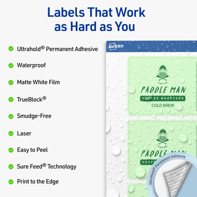 Avery Rectangle Laser Multipurpose Labels, 3 x 6, White, 300/Box (19479399339)