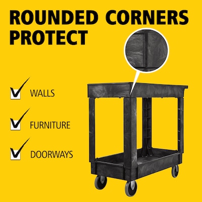 Rubbermaid 2-Shelf Plastic/Poly Mobile Utility Cart, Black (FG9T6600BLA)