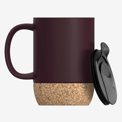 ASOBU Ceramic Travel Mug with Cork Base, 12 oz., Burgundy (SM50BURG)