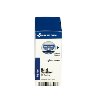 First Aid Only Antiseptic Hand Sanitizer Packets, 10/Box (FAE-4007)