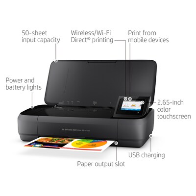 HP OfficeJet 250 Wireless Color Inkjet Printer, All-In-One, Print, Scan, Copy (CZ992A#B1H)