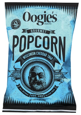 Oogies Snacks Wisconsin Cheddar 1848 Popcorn, 1 oz., 20 Bags/Box (856856001179)