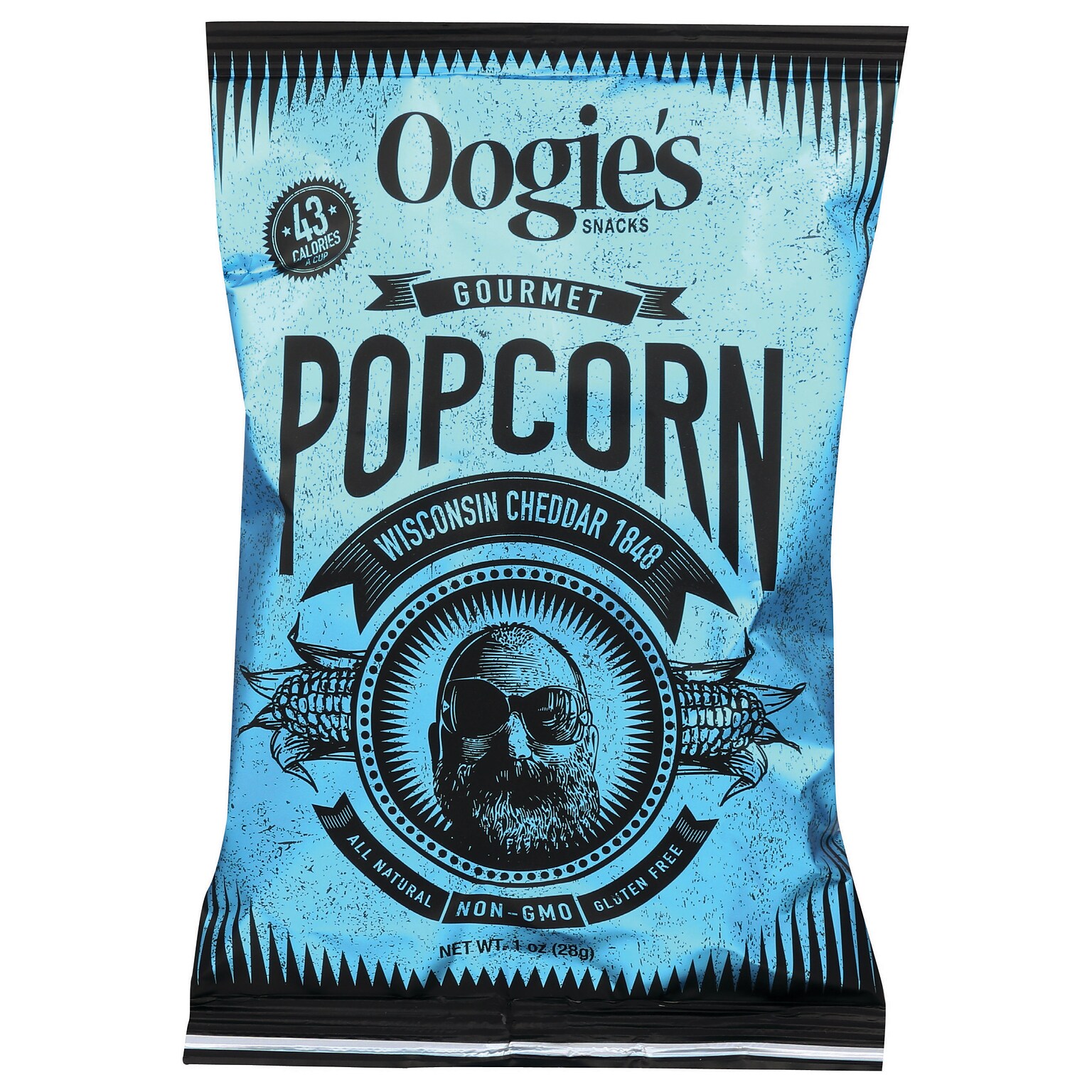 Oogies Snacks Wisconsin Cheddar 1848 Popcorn, 1 oz., 20 Bags/Box (856856001179)