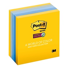 Post-it Super Sticky Notes, 3 x 3, New York Collection, 100 Sheet/Pad, 5 Pads/Pack (654-5SSNY)