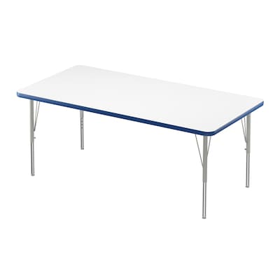 Correll Rectangular Activity Table Set, 60" x 30", Height Adjustable, Frosty White (AP2-A3060DEREC-80-14-37-8-18)