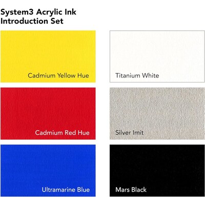 Daler-Rowney System3 Acrylic Ink, Assorted Colors, 29.5ml, 7/Set (DRW161100007)