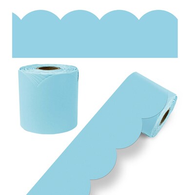 Carson Dellosa Education Rolled Scalloped Bulletin Board Border, 3" x 65', Sky Blue, 3/Bundle (CD-108533-3)