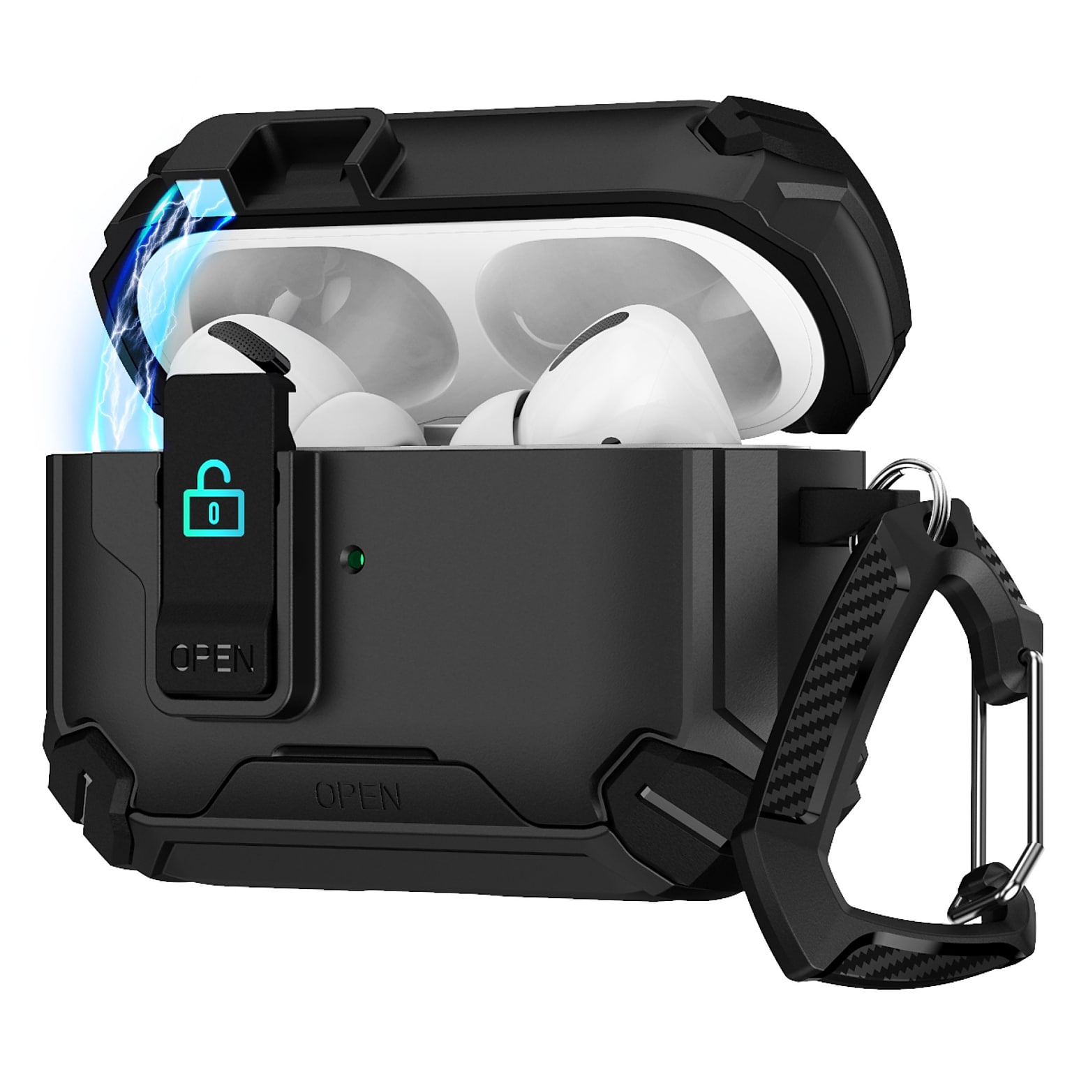 SaharaCase Raider Series Heavy Duty Case Compatible with Magsafe for Airpods Pro 3, Secure Lock, Scorpion Black (HP00215)