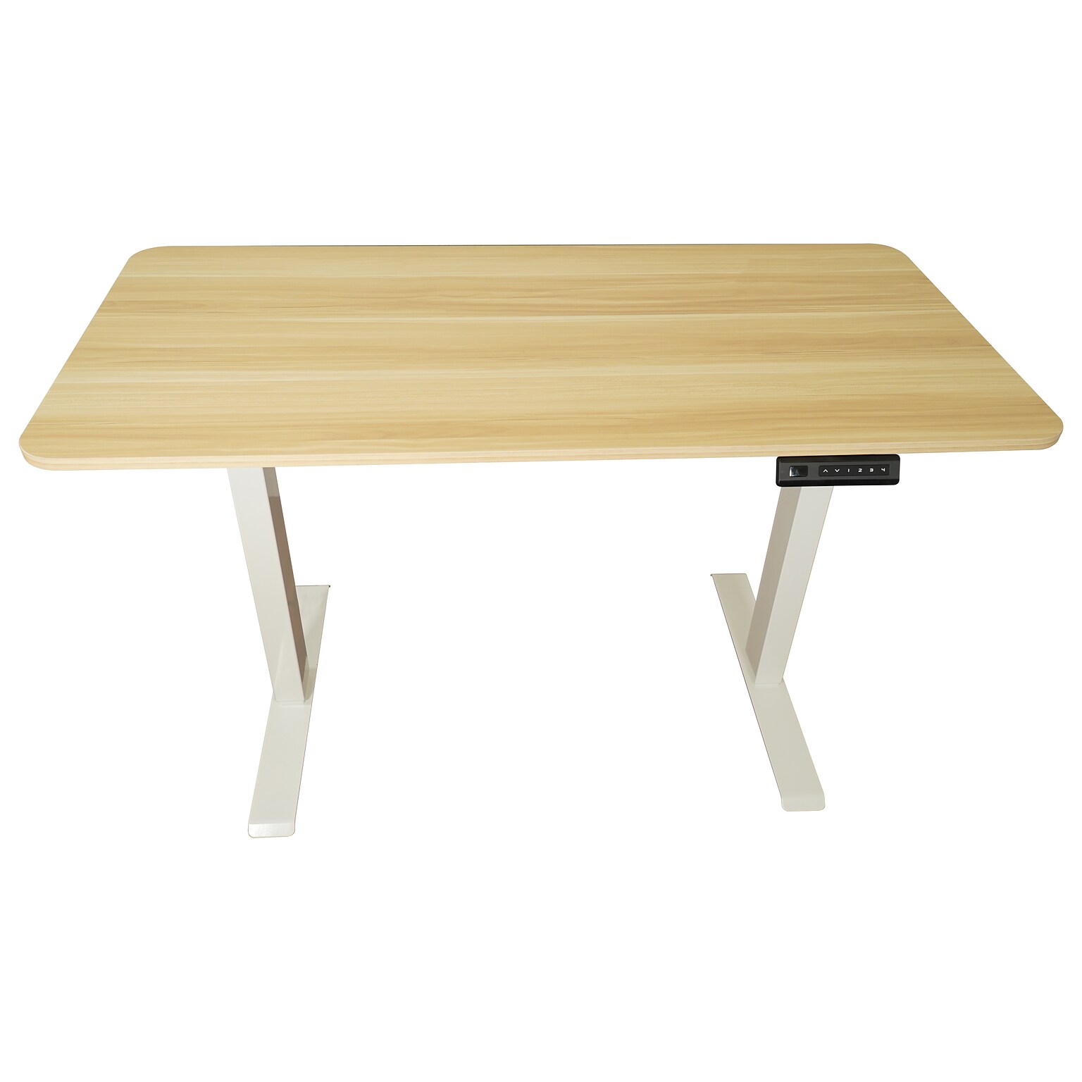 Uncaged Ergonomics Rise Up Essential Electric Standing Desk, 23.6 x 47.2, Maple Desktop/White Frame (RUE-wm)