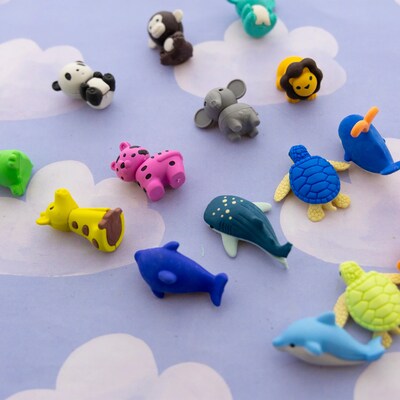 Bazic Wildlife Adventures 3D Eraser, Multicolor, 4 Erasers/Set, 24/Sets (BAZ2252)
