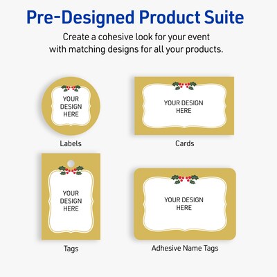 Avery Gold-Metallic Berries Matte Blank Card, White, 120/Pack (S00-FGS)