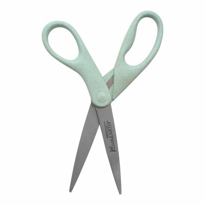 Westcott KleenEarth 8" Stainless Steel Scissors, Pointed Tip, Sage Blue (17350)