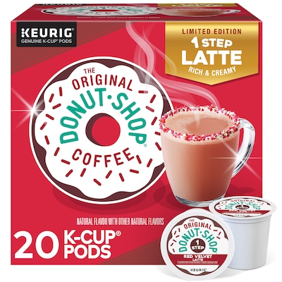 The Original Donut Shop One Step Red Velvet Latte Coffee Keurig K Cup Pod Dark Roast 20 Box 50 Quill