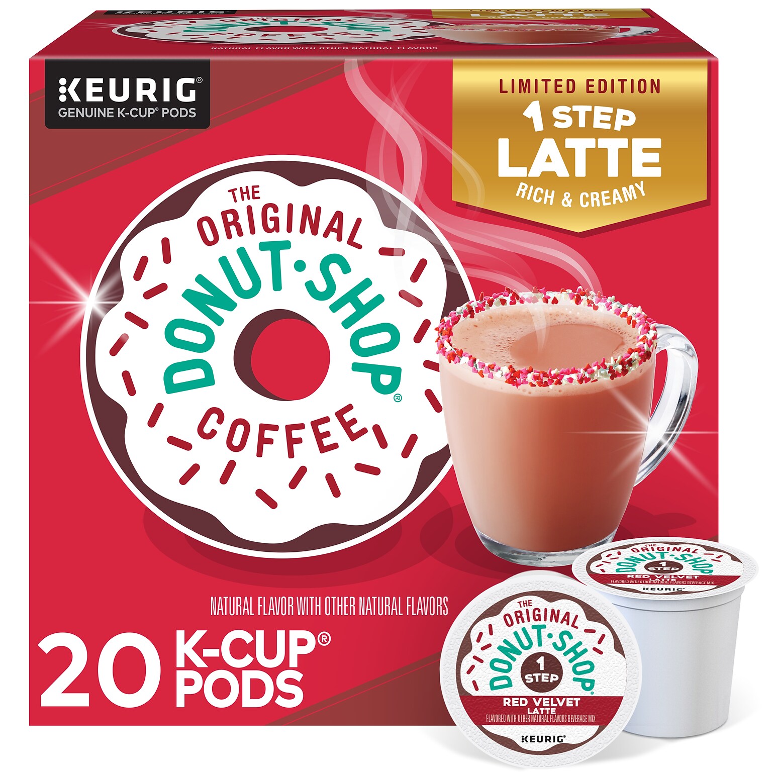 The Original Donut Shop One-Step Red Velvet Latte Coffee Keurig® K-Cup® Pods, Dark Roast, 20/Box (5000362053)