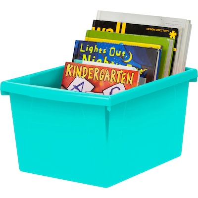 Storex Polypropylene/PP 4 Gallon Classroom Storage Bin, 7.9" x 11.3" x 13.6", Teal, 3/Bundle (STX61477U06C-3)