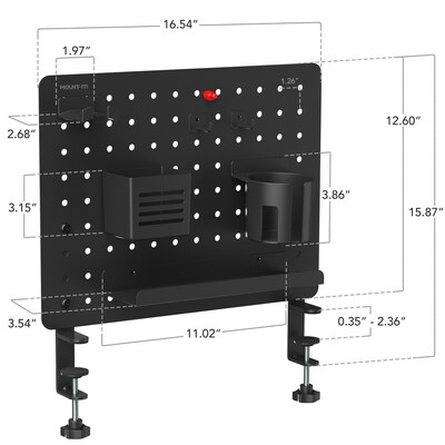 Mount-It! Clamp-On Pegboard Organizer with Accessories for Desks, Black (MI-7302BLK)