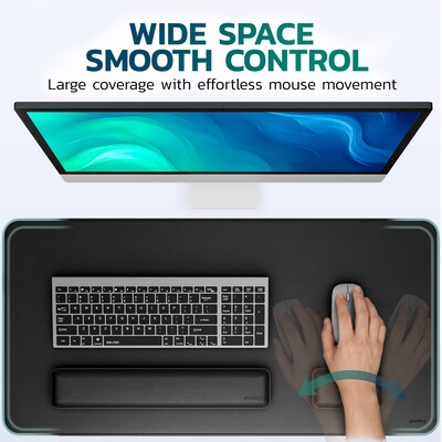 Purely MP47 3-Piece Desk Pad Set with Ergonomic Keyboard and Mouse Wrist Rests, Black (PCCMP47BK)