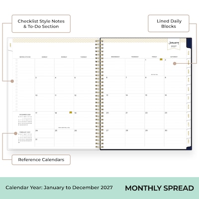 2027 Blue Sky Day Designer 8.5" x 11" Weekly & Monthly Planner, White/Blue (161670)