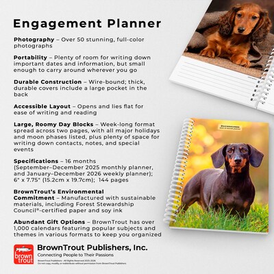 2026 BrownTrout Dachshunds 6.5" x 7.75" Weekly Planner (9798330703104)