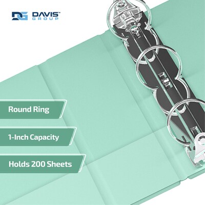 Davis Group, 1", 8.5" x 11", Round Ring View Binder, Pastel Color, Mint, 6/Pack (7411-14-06)