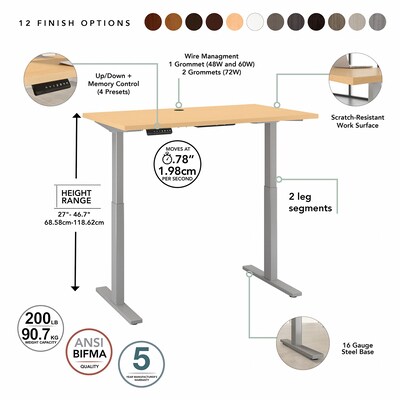 Bush Business Furniture Move 60 Series 27''-47'' Adjustable Standing Desk, Natural Maple (M6S4830ACSK)