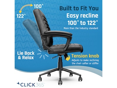 Click365 Transform 3.0 Ergonomic Bonded Leather Swivel Desk Chair, Black (CCHR10008B)
