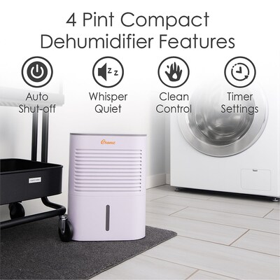 Crane 4-Pint Portable Dehumidifier, 2-Speed, Covers up to 300 sq. ft., White (EE-1000)