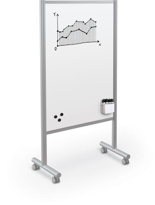 MooreCo Inklud Double Sided Magnetic Mobile Dry Erase Whiteboard, 46"H x 26"W (59080)