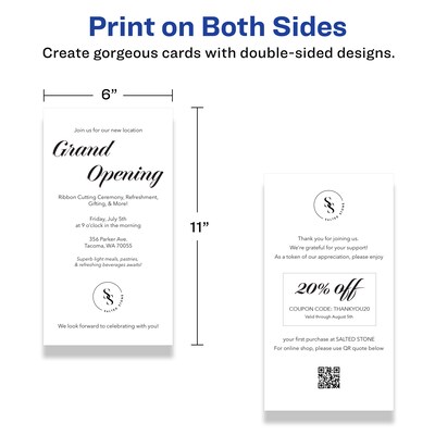 Avery Integrated Cards, 6" x 11", Matte White, 50/Box (95280)