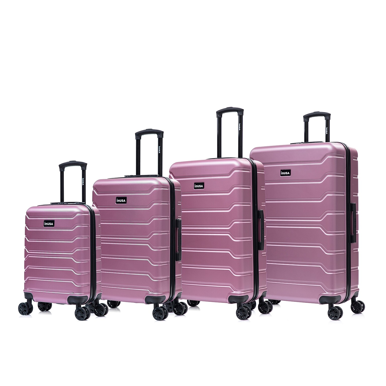 InUSA Trend 4-Piece Hardside Spinner Luggage Set, TSA Checkpoint Friendly, Rose Gold (IUTRESMLXL-ROS)
