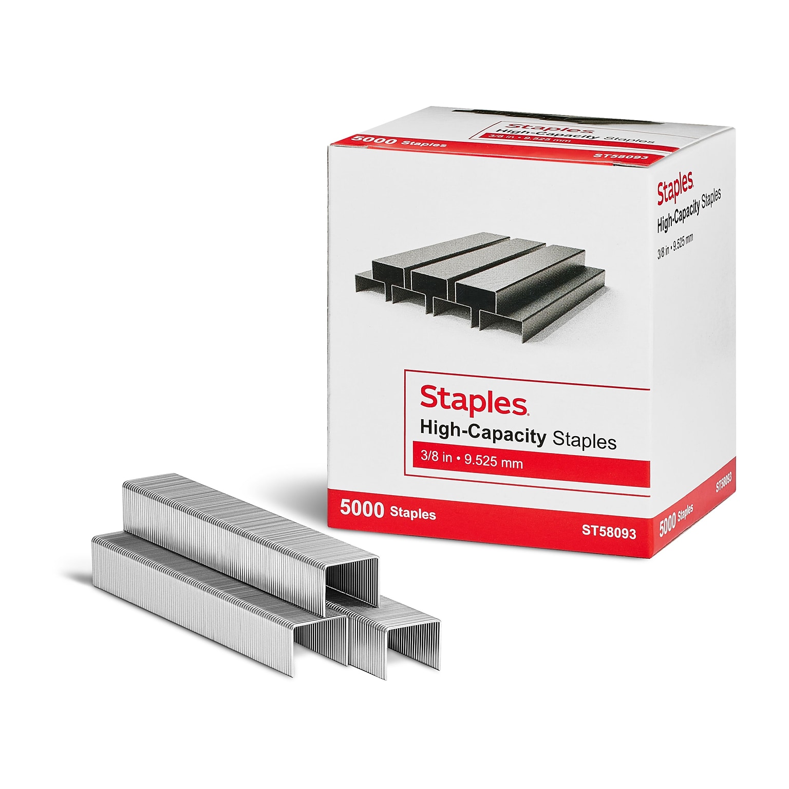 Staples High-Capacity Staples, 3/8 Leg Length, 5000/Box (TR58093)