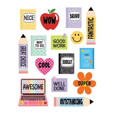 Teacher Created Resources Cool for School Stickers, Multicolored, 90/Pack, 12/Packs/Bundle (TCR9323-12)