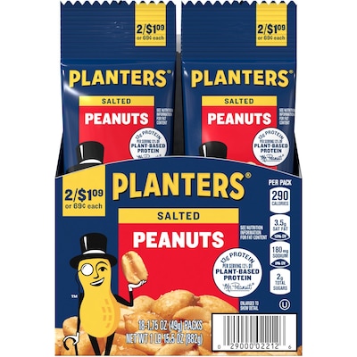 Planters Salted Peanuts, 1.75 oz., 18 Bags/Pack (209-00627)