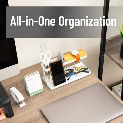 Mind Reader Metal Desk Organizer, White (CATCHTRAY-WHT)