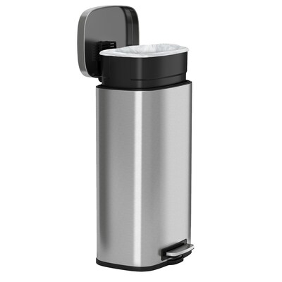 iTouchless SoftStep Stainless Steel Rectangular Step Pedal Trash Can with AbsorbX Odor Control System, 8 Gal., Silver (PC30RSS)